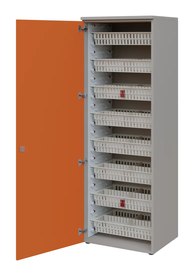 EUROMEDICA D - 66/M ABS skříň léková boxová, 1-dveřová, levá, 1950x660x535, korpus šedý, dvířka mand